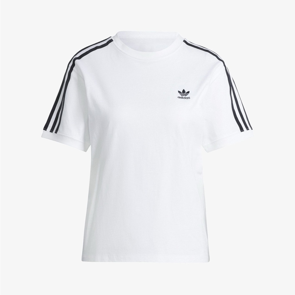NEW ADIDAS CLASSICS 3-STRIPES TEE; WHITE; SIZE M